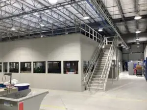 PB Mod Office : Mezzanine 1 – Cranston – Cranston Modular building below a mezzanine
