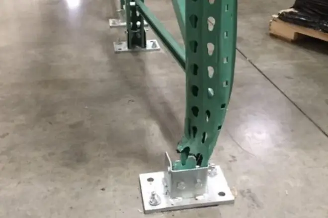 Completely Damaged Upright on a Pallet Rack
