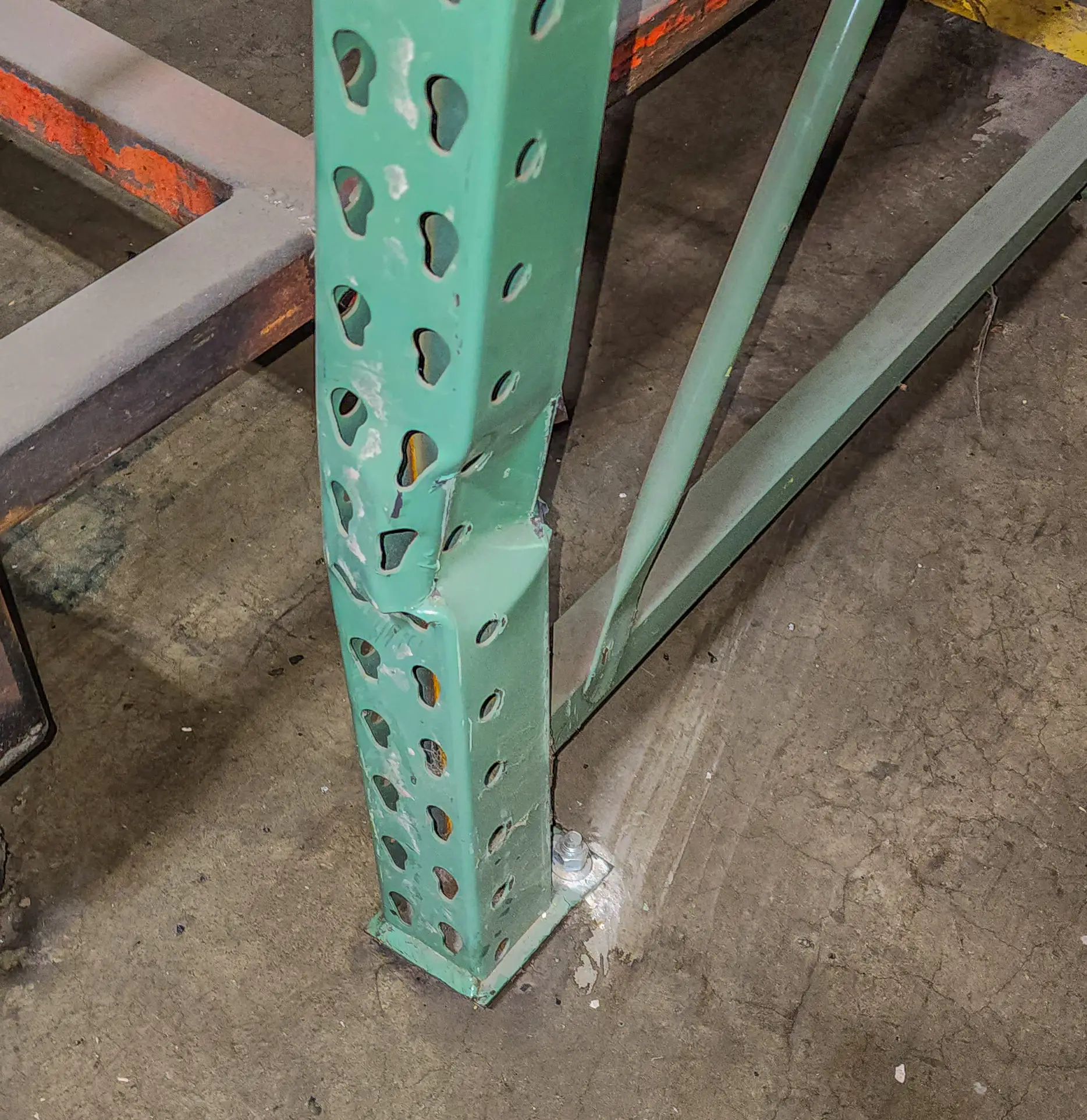 Damaged Upright on a Pallet Rack