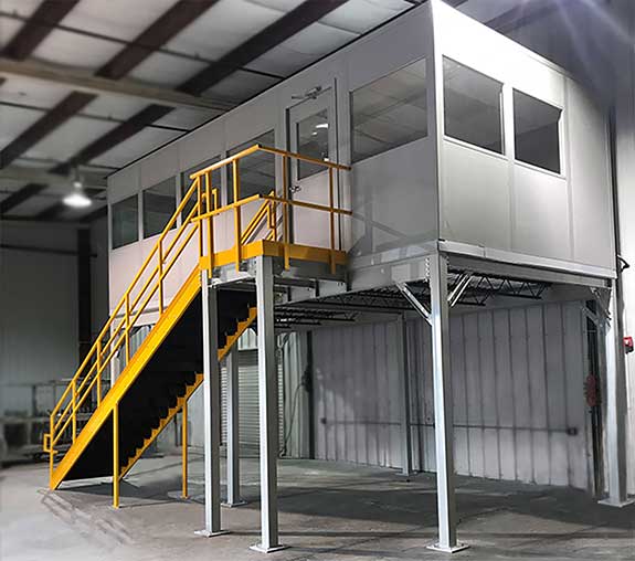 Modular office on top of warehouse building